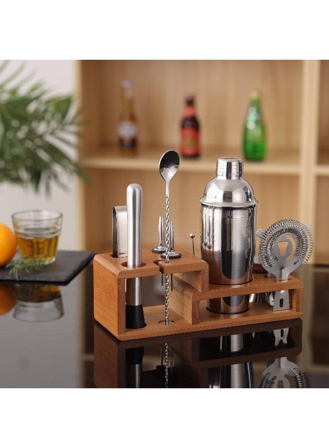 Touch of Mixology 14PC Bartender Kit - Silver Cocktail Shaker Set - All Barware Essentials for Drink Mixing Includes Stand, Martini Shaker, Jigger, Strainer, Mixer Spoon, Muddler, Liquor Pourers, Touch of Mixology - Image 5